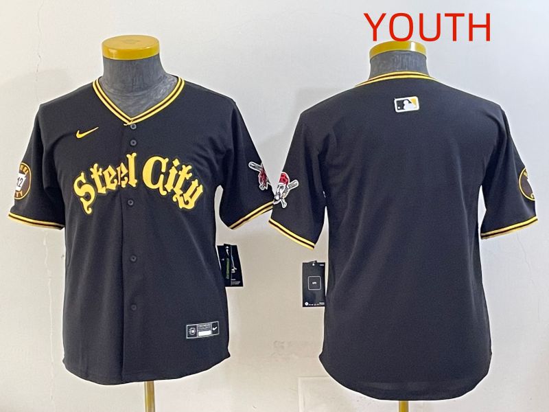 Youth 2025 Pittsburgh Pirates Blank Black Game Nike MLB Jersey style 7156->youth mlb jersey->Youth Jersey